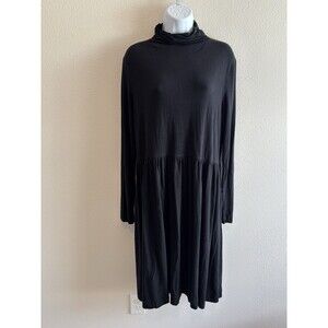 Vintage Madison Studio Black Mock Neck Dress -‎ Long Sleeve Minimalist - XL